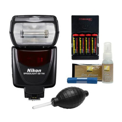 Nikon SB-700 AF Speedlight Flash with Batteries & Charger + Nikon Cleaning Kit for D3200, D3300, D5200, D5300, D7000, D7100, D610, D800, D4s DSLR Cameras