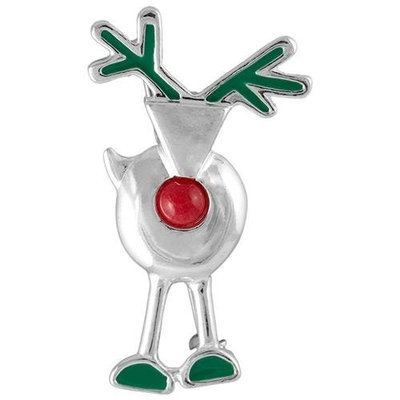 Eziba Silvermoon Sterling Silver Reindeer Enamel and Agate Brooch
