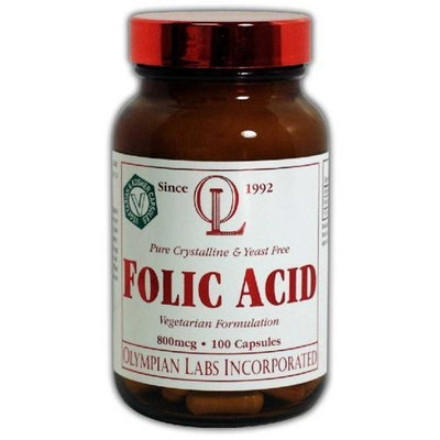 Olympian Labs Folic Acid, 800mcg (Pack of 2)