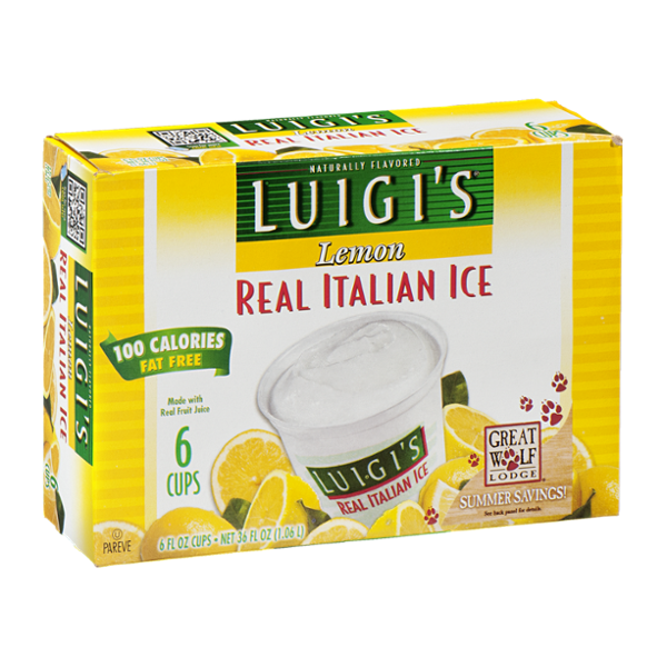 Luigi's Real Italian Ice Cups Lemon - 6 CT