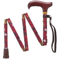 Harvy Folding Adjustable Derby Cane Fuchsia Aluminum Shaft , Burgundy Solid Wood Handle -Affordable Gift! Item #DHAR-9052744