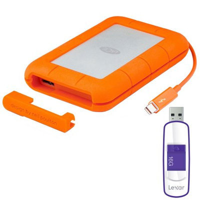 LaCie Rugged Thunderbolt USB 3.0 2TB External Hard Drive - Flash Transfer Kit