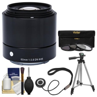 Sigma 60mm f/2.8 DN ART Lens (for Olympus / Panasonic Micro 4/3 Cameras) with 3 UV/CPL/ND8 Filters + Tripod + Kit