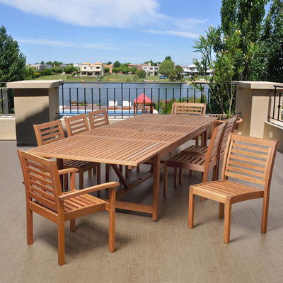 Edmonds 9 Piece Eucalyptus Extendable Rectangular Patio Dining Set