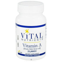 Vital Nutrients, Vitamin A (from fish liver oil) 25,000 IU 100 capsules