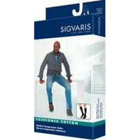 Sigvaris Men's Cushioned Cotton Knee High Sport Socks 20-30mmHg Long Length, Medium Long, Black