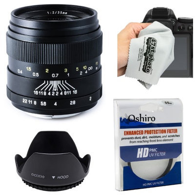 Oshiro 35mm f/2 LD UNC AL Wide Angle Full Frame Prime Lens with Hood, UV Filter, Microfiber Cloth for Canon EOS 70D, 60D, 50D, 7D, 6D, 5D, T6i, T6s, T5i, T5, T4i, T3i, T3 and T2i Digital SLR Cameras