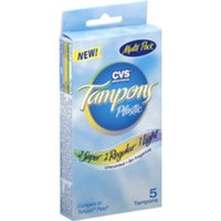 CVS Unscented Plastic Tampons Multi-Pack, (2 Super, 2 Regular, 1 Light), 5 ct
