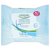 Simple Clear Skin Oil Balancing Cleansing Wipes 25 Wipes