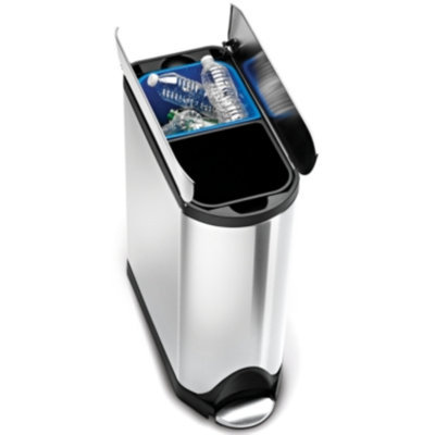 simplehuman Butterfly Recycler Fingerprint-Proof Stainless Steel, Brushed, 12 gallons, 1 ea