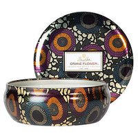 Voluspa 3 Wick Decorative Tin Candle, Crane Flower