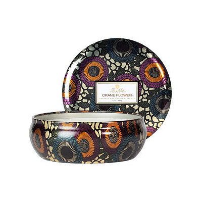 Voluspa 3 Wick Decorative Tin Candle, Crane Flower