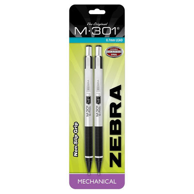 Zebra M-301 STEEL .7mm Mechanical Pencil 2PK