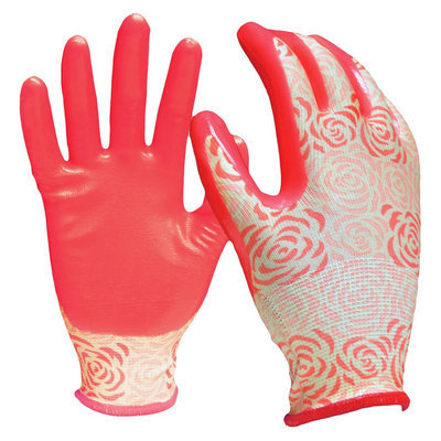 Digz Women's Stretch Knit Gloves with Nitrile Coating - Large, Pink