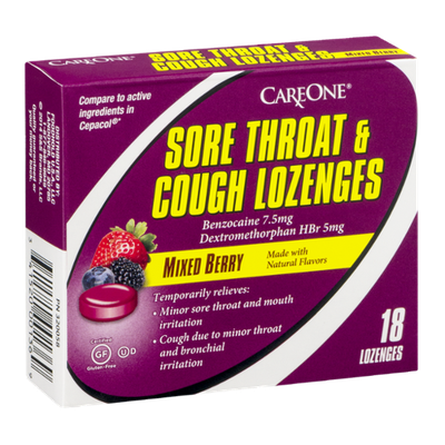 CareOne Sore Throat & Cough Lozenges Mixed Berry - 18 CT