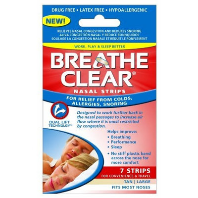 Breathe Clear Nasal Strip, Tan, Large, 7 Count Boxes (Pack of 4)