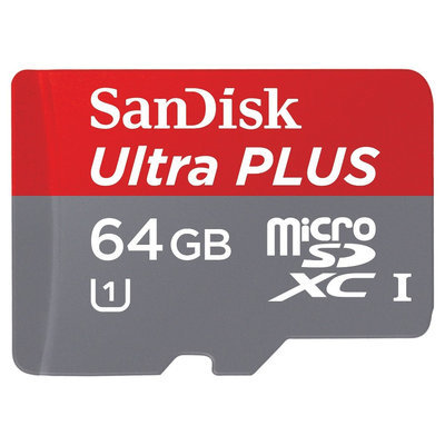 SanDisk 64GB micro SD Ultra Plus Spinner - Black (Sdsdqup-064G)