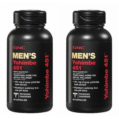 GNC Men's Yohimbe 451, Capsules, 60 ea Single & Multi Packs (Two Bottles each of 60 Capsules)