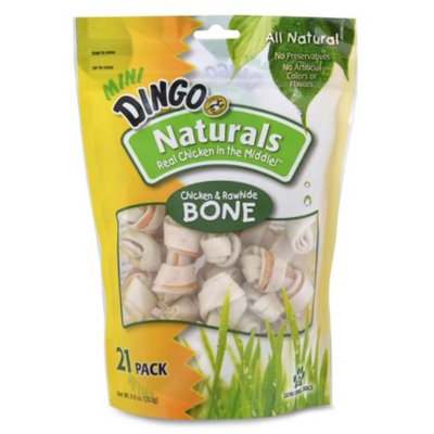 Dingo Mini Naturals Chicken & Rawhide Bones 21pk