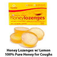 Honey Cough Drops - 100% pure Honey Cough Drop Lozenges with Menthol and Eucalyptus - Pack of 10 Pure Honey Cough Drops w/ Lemon for Cough Relief from Honibe