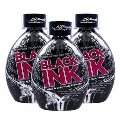3 Ed Hardy Black Ink Bronzer Indoor Tanning Bed Lotion Tattoo Fade Protector