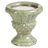 Zodax Palmieri Scented Candle in Terracotta Pot - Green, Light Mint