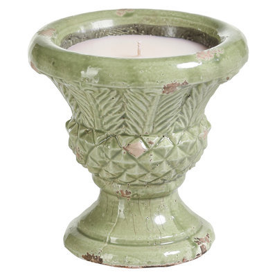 Zodax Palmieri Scented Candle in Terracotta Pot - Green, Light Mint