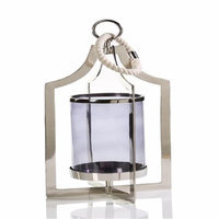 Zodax IN-5623 Nautical Aluminum And Glass Rope Handle Hurricane