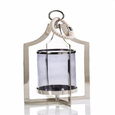 Zodax IN-5623 Nautical Aluminum And Glass Rope Handle Hurricane