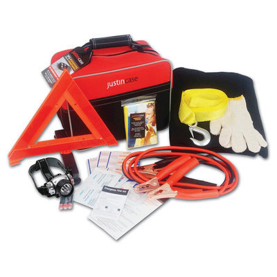 Justin Case Auto Safety & First Aid Kit- Premium, Black