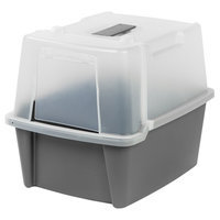 Iris Split-lid Hooded Litter Box, Gray, Grey
