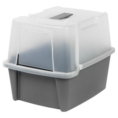 Iris Split-lid Hooded Litter Box, Gray, Grey