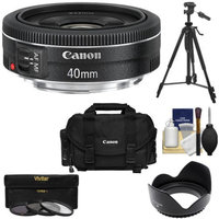 Canon EF 40mm f/2.8 STM Pancake Lens with Canon 2400 Case + 3 (UV/CPL/ND8) Filters + Hood + Tripod + Kit for EOS 6D, 70D, 5D Mark II III, Rebel T3, T3i, T4i, T5, T5i, SL1 DSLR Cameras