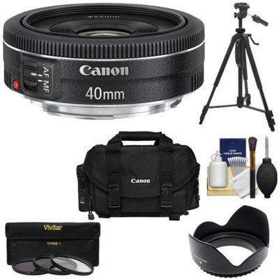 Canon EF 40mm f/2.8 STM Pancake Lens with Canon 2400 Case + 3 (UV/CPL/ND8) Filters + Hood + Tripod + Kit for EOS 6D, 70D, 5D Mark II III, Rebel T3, T3i, T4i, T5, T5i, SL1 DSLR Cameras