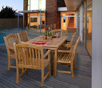 Amazonia Honolulu 7 Piece Teak Rectangular Patio Dining Set Brown