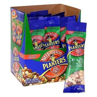 Planters Nuts on the Go Heart Healthy Mix Peanuts, Almonds, Pistachios, Pecans, and Hazelnuts Eighteen Bags
