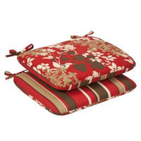 Pillow Perfect 2-Piece Outdoor Reversible Seat Pad/Dining/Bistro Chair Cushion Set -