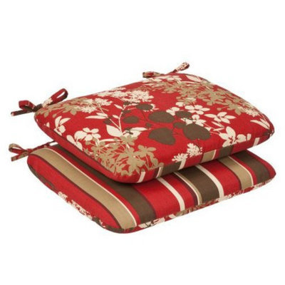 Pillow Perfect 2-Piece Outdoor Reversible Seat Pad/Dining/Bistro Chair Cushion Set -
