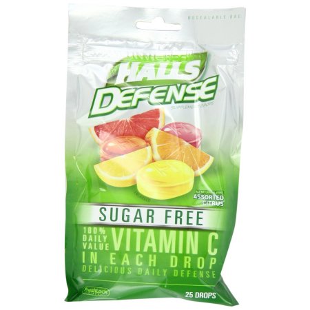 HALLS Defense Assorted Citrus Sugar Free Vitamin C Supplement Drops