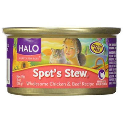 Halo Spot's Stew for Cat's Chicken and Beef Recipe, 3-Ounce (Pack of 12)