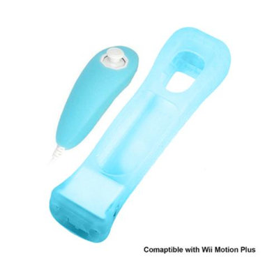 Silicone Case Compatible with Motion Plus for Nintendo Wii Controllers- Blue