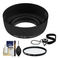 Canon ES-62 Lens Hood for Canon EF 50mm f/1.8 II Lens with Vivitar 52mm UV Filter + CapKeeper + Cleaning Kit