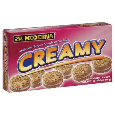 La Moderna Strawberry Cream Sandwich Cookie, 21-Ounce Boxes (Pack of 10)