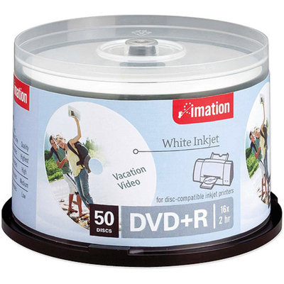 TDK DVD+R Discs, 4.7GB, 16x, Spindle, White, 50/Pack