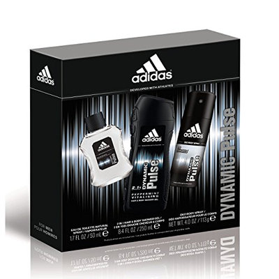 Adidas Personal Care Dynamic Pulse 3 Piece Gift Set (8.4 Ounce Body Wash Plus 1.7 Ounce Eau De Toilette Plus 4 Ounce Body Spray)