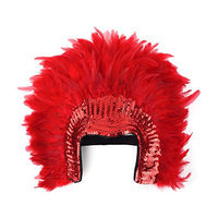 Zucker Feather Products Red Coque Feather Headdress with Sequins