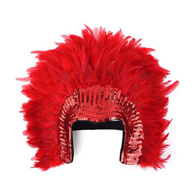 Zucker Feather Products Red Coque Feather Headdress with Sequins