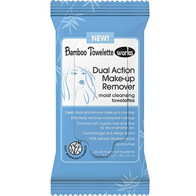Bamboo Towelette Works Dual Action Make-Up Remover Moist Cleansing Towelette