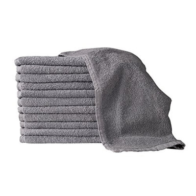 American Terry Mills 100% Cotton Salon Towels Gym Towels Hand Towel 12-Pack Gray- (16