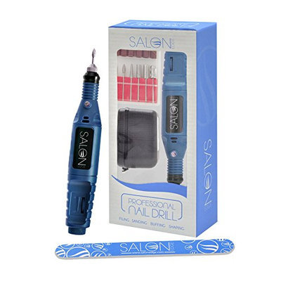 Acrylic BLUE Nail Art Drill KIT Electric FILE Buffer Bits Portable Salon Machine